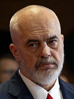 Edi_Rama,_Prime_Minister_of_Albania,_at_Press_Conference_in_Tirana,_Albania_on_15_February_2024_(cropped)
